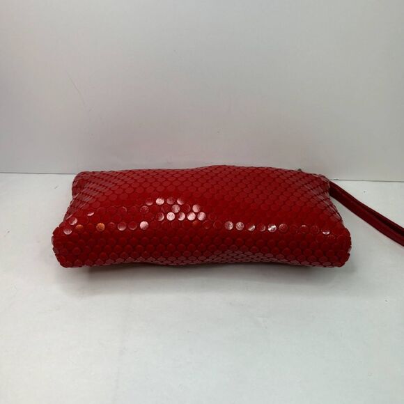 70's La Regale Red Sequin Acrylic Dotted Leather Wristlet Wallet Handbag - Picture 6 of 11